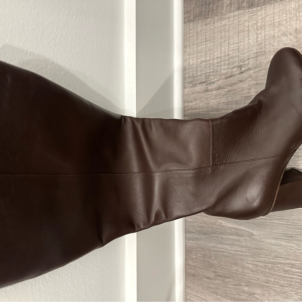 Lafayette 148 New York Brown Over the Knee Boots Sleek Design